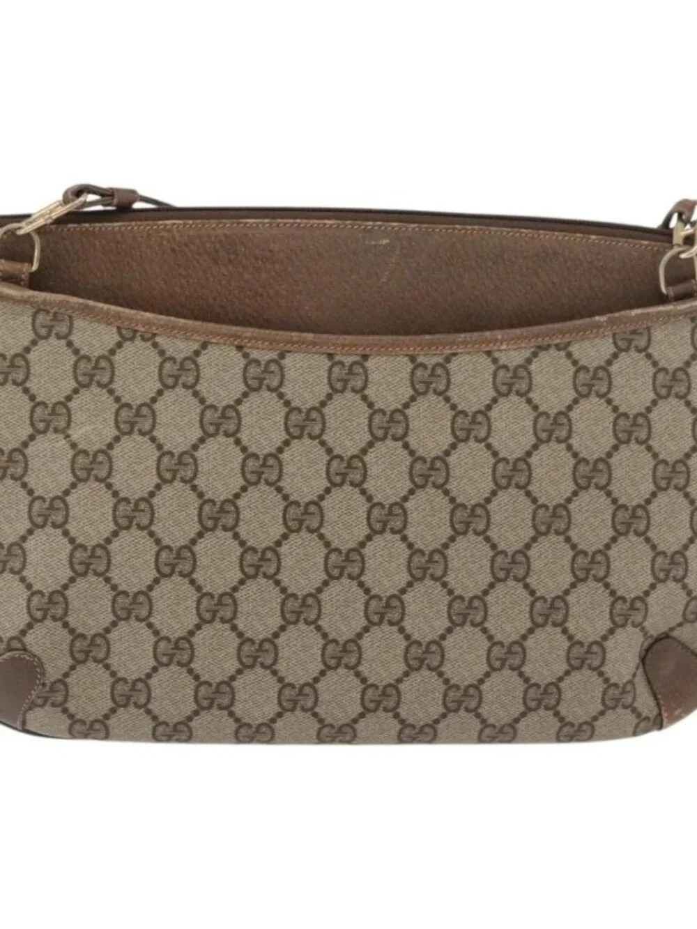 GUCCI GG Supreme Web Sherry Line Bag PVC Beige Gold 904 02 026 Auth ka4002